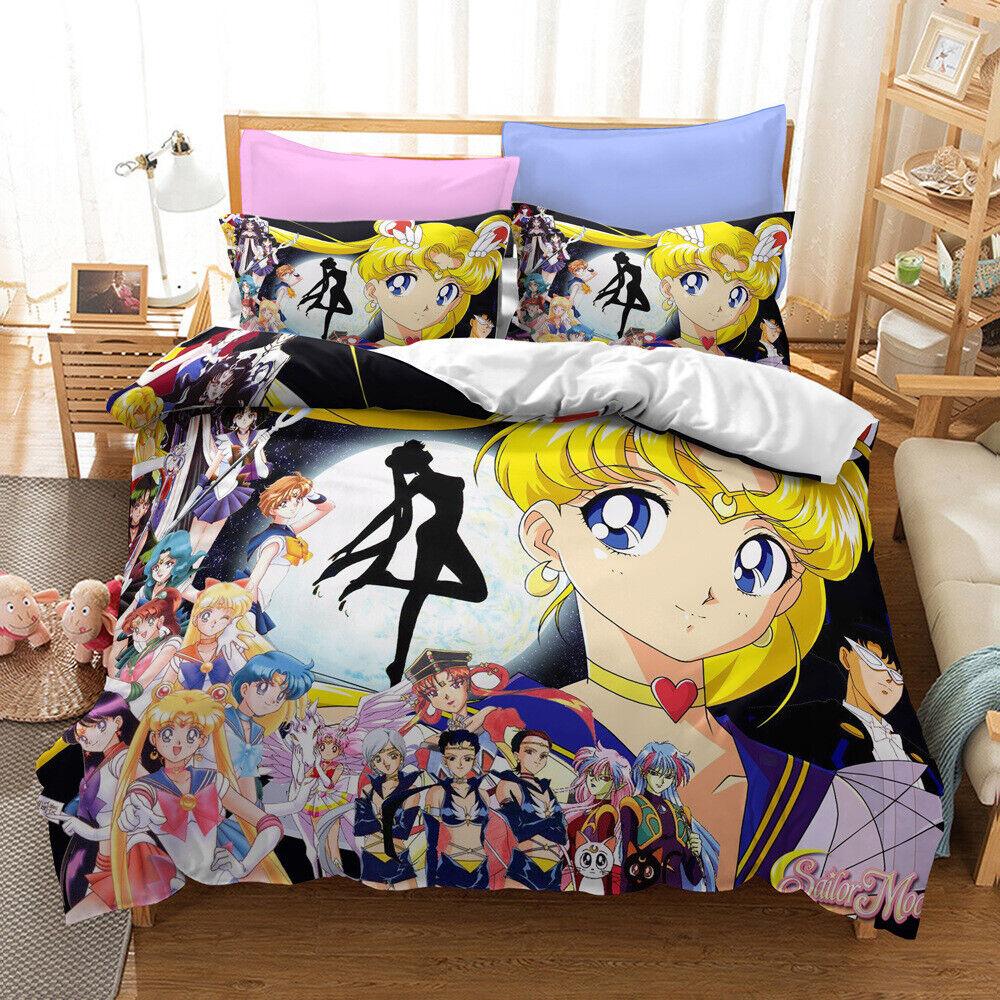 

3D Аниме Сейлор Мун Комплект одеяла и пододеяльника Постельное белье Наволочка Односпальный Двуспальный Квин-сайз 2 PCS pillowcase