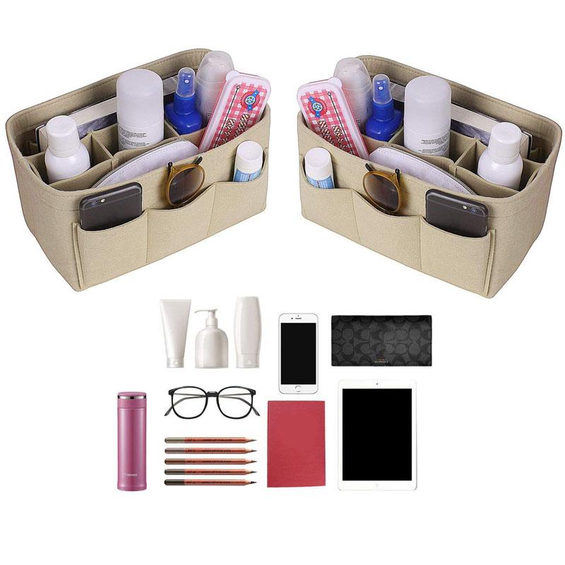 Fashion Women Bag Cosmetic Bags And Make Up Organizer Felt Insert Bag For Handbag Felt Cloth Inner Bag Fits Various Brand Bags