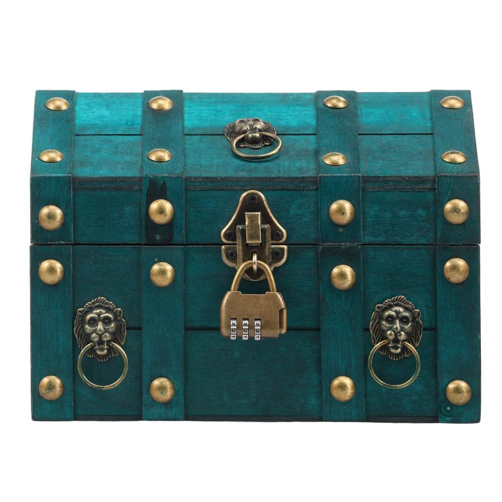 1 Pc Wooden Jewelry Storage Box Vintage Treasure Chest with Metal Lock Keepsake Boxes Home Gift Jewelry Rings Storage Container