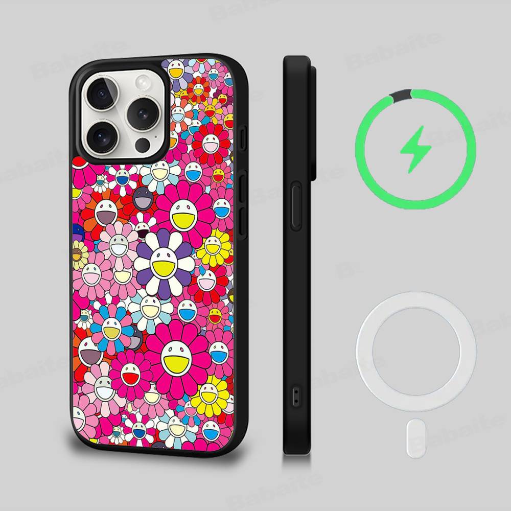 Japonský Artisti M-murakami T-takash Art Barevný Magnetický Kryt Pro iPhone 17 16 14 13 15 Pro Max Bezdrátové Nabíjení Kryt Telefonu
