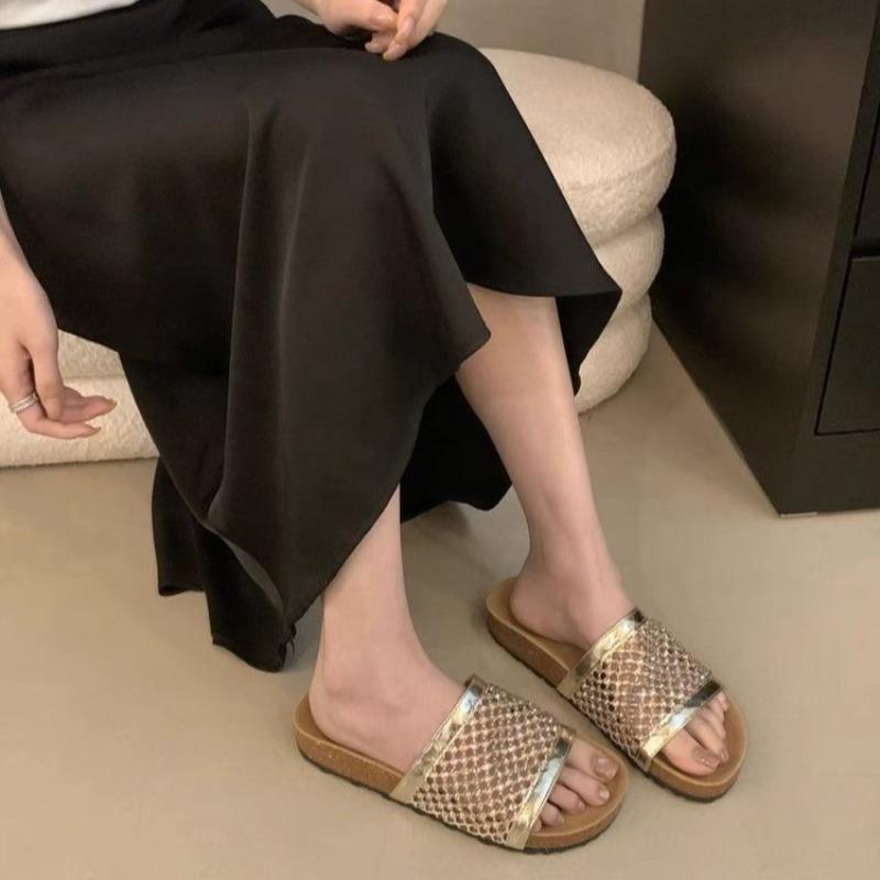 Fashion Stylish Minimalist Single-strap Sliding Sandals Solid Color Women's Slippers Summer New Outdoor Casual Opentoe Flats Autumn