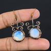 Milky Opal 999 Copper Wire Wrapped Earrings, Handmade Gemstone Earrings Jewelry, Gifts For Wife Brand New Earrings