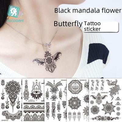 Schwarze Tattoo-Aufkleber im chinesischen Stil: Personalisierte Designs für Gesicht, Arm und Schlüsselbein