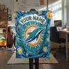 Custom Name Miami Dolphins2 Flannel Blanket, High Quality Comfortable for All Seasons, Home Decor, Warmth and Comfort