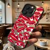 Red Lips with Heart Accents Hard Phone Case for Iphone 16 15 14 13 12 11 Pro Max Mini Shockproof Anti-Scratch Protective Cover