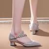 Flowers Pointed Toe With Medium Heels Closed Sandals for Women Original Wholesale Comfort Summer 2025 Offers Trend Woman Shoes