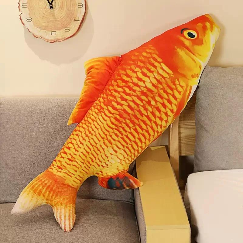 40/60cm 3D Simulation Fish Plush Toys Stuffed Soft Animal Crucian Carp Plush Pillow Creative Sofa Pillow Cushion Gift Kids Toy