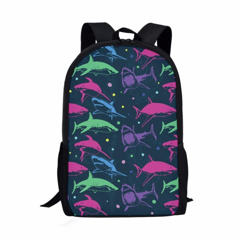 Ocean Sharks Pattern Print Students School Bag Boys Girls Kids Book Bag Daily Casual Storage Backpack Teenager Travel Rucksack