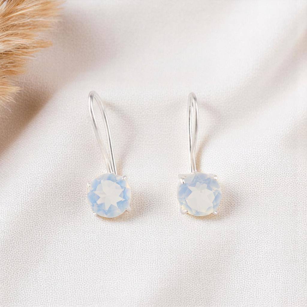 Milchiger Opal Edelstein 925 Sterlingsilber Schmuck Handgefertigte Ohrringe 0,92" Für Ehefrau EE-174-20