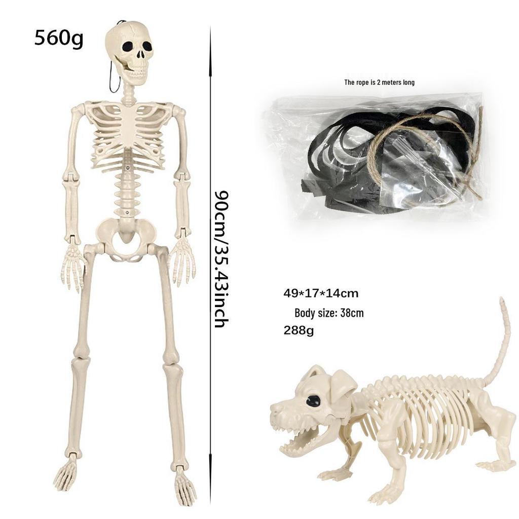Halloween Dog Skeleton Man Decoration 90/165cm - Horror Prank for Haunted House or Escape Room