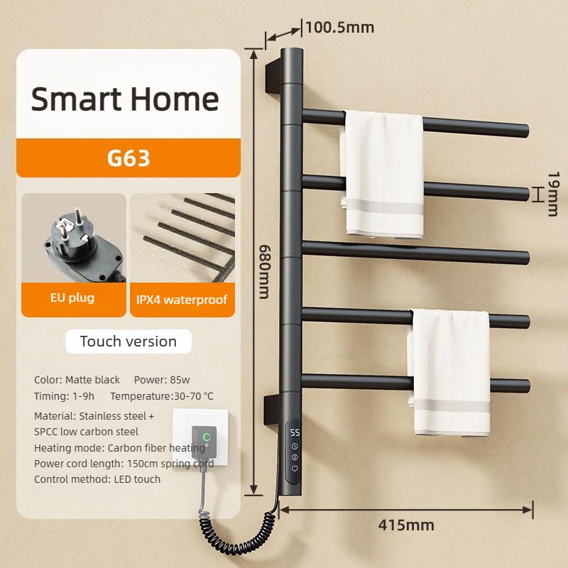 Бытовой Ванный Умный Держатель для Сушки Хранения с Поддержанием Постоянной Температуры Вращающийся Электрический Полотенцесушитель Black G63