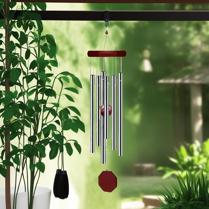 Chinese Style Metal Wind Chime 6 Tube DIY Hanging Ornament With Bell For Home Balcony Decor Elegant Decoration For Hotel