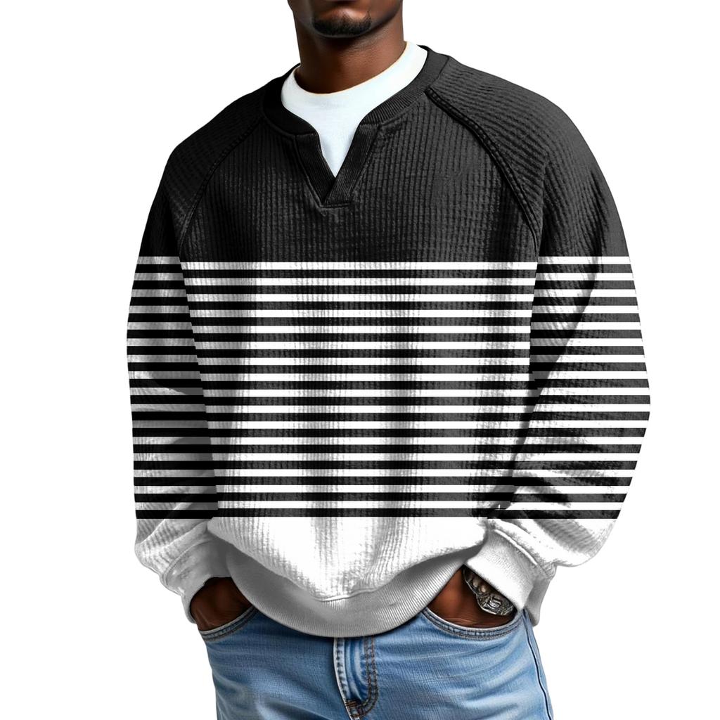 Herrfritidshuva Utomhus V-hals Vågmönster Långärmad