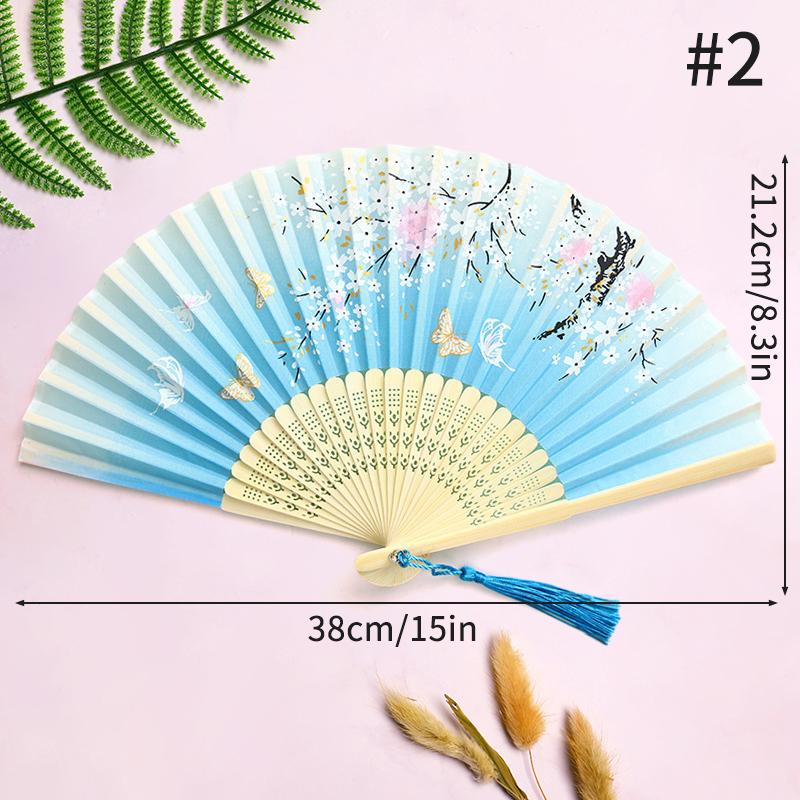 Folding Fan Lace Flower Decor Chinese Style Fan Hand Held Anitque Art Craft Japnese Summer Female Dance Home Party Decoration