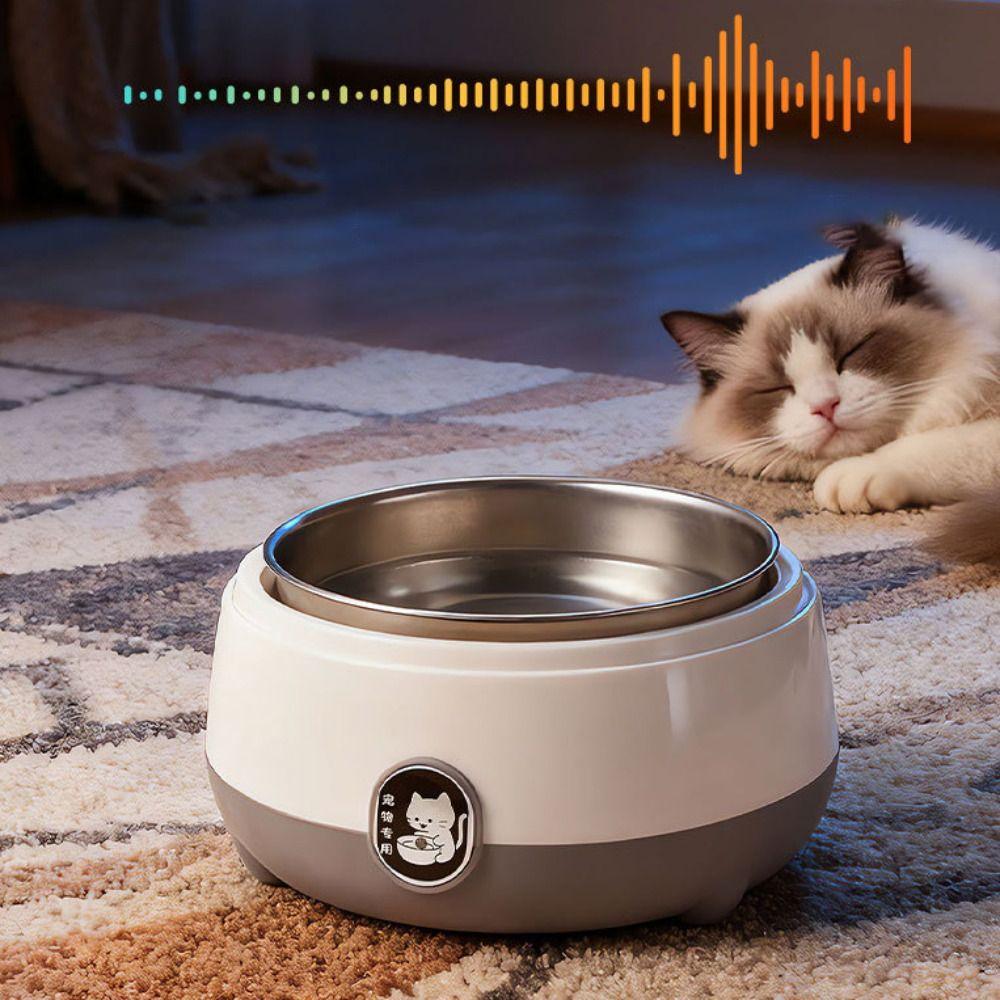Stainless Steel Pet Heating Water Bowl Low Noise Energy-saving Constant Temperature Cat Bowl Large Capacity Removable