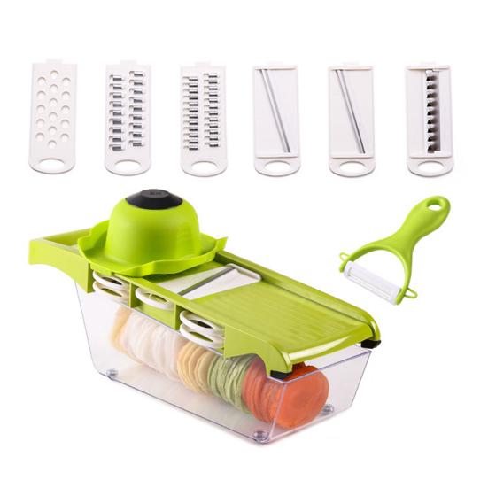 Multi-Function Vegetable Chopper with Hand Guard Manual Julienne & Slicer for Carrots Potatoes Cucumbers Essential Kitchen Tool for Home Cooking