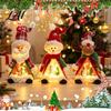 Standing Christmas Character Set Lighted Doll Decoration Cute Plush Santa Claus/Snowman/Reindeer Figurine with Holiday Home Interior Decor