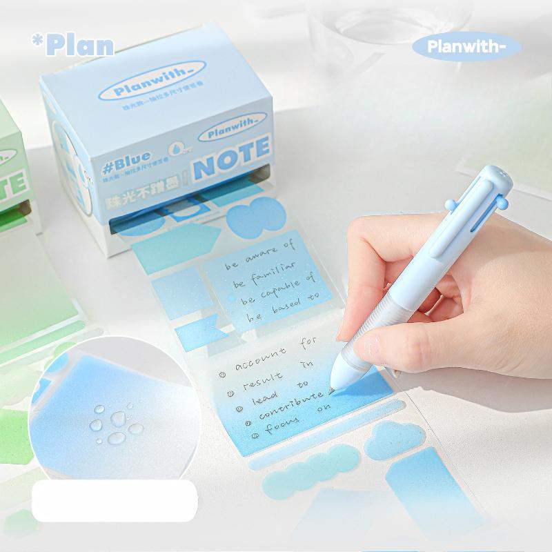 Pearlescent Pull Tab Sticky Notes Waterproof Translucent Study Memo Pads See-Through Reading Highlight Tape Stationery Gifts
