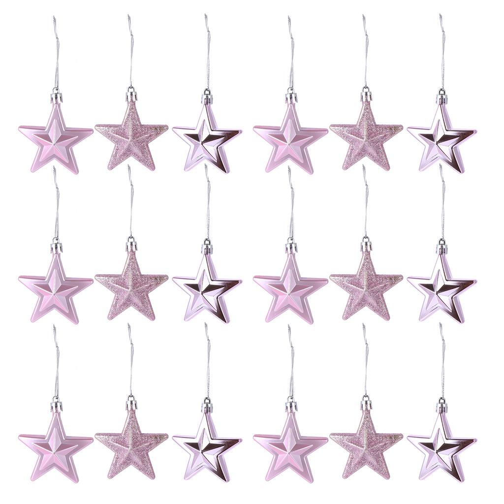 18Pcs Star Decor Christmas Plastic Hanging Ornament for Tree Home Office Hotel School Store Holiday Party Indoor Outdoor