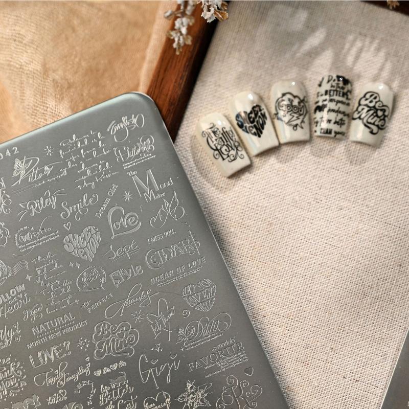 Stainless Steel French Manicure Plate Heart Theme Stamping Plate Metal Texture Suitable for Nails Decors Application