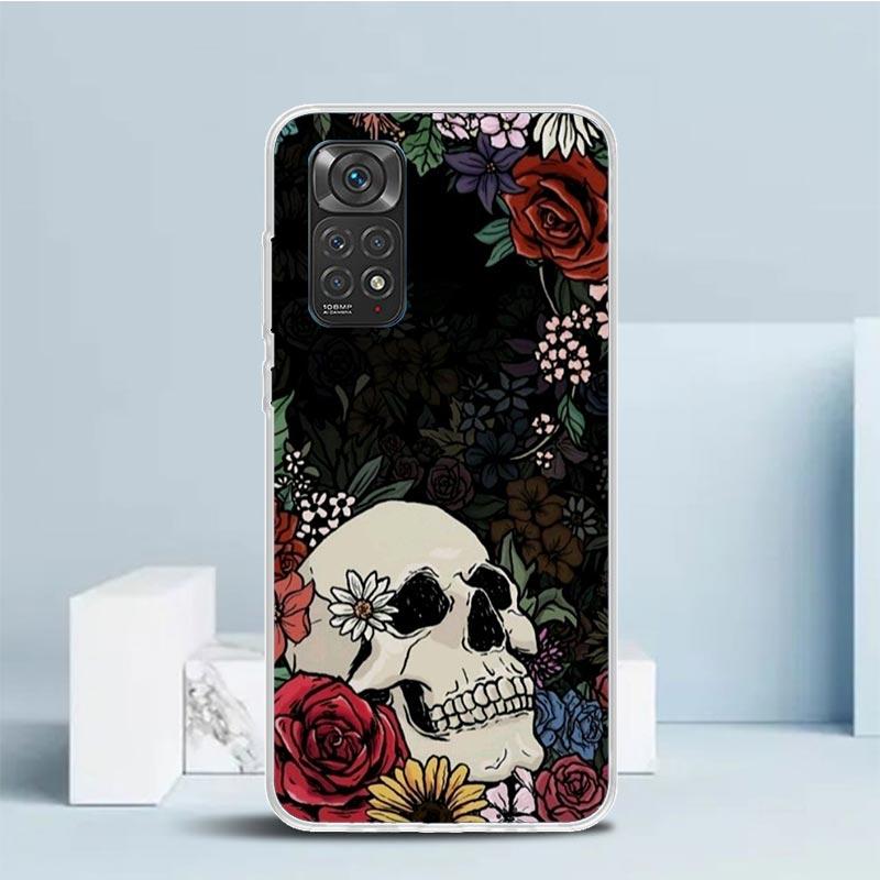 Human Skeleton Red Rose Phone Case For Xiaomi Redmi Note 15 14 14S 13 12S 12 Pro Plus 11S 11 11T 11E 10S 10 + Soft TPU Back Cove