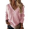 Women's Solid Color Sweater Women's V-neck Long Sleeved Pullover Sweater Top
