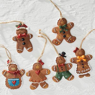1pc Christmas Gingerbread Man Resin Ornament Christmas Tree Hanging Pendant Decoration Gingerbread Figurine New Year Party Decor