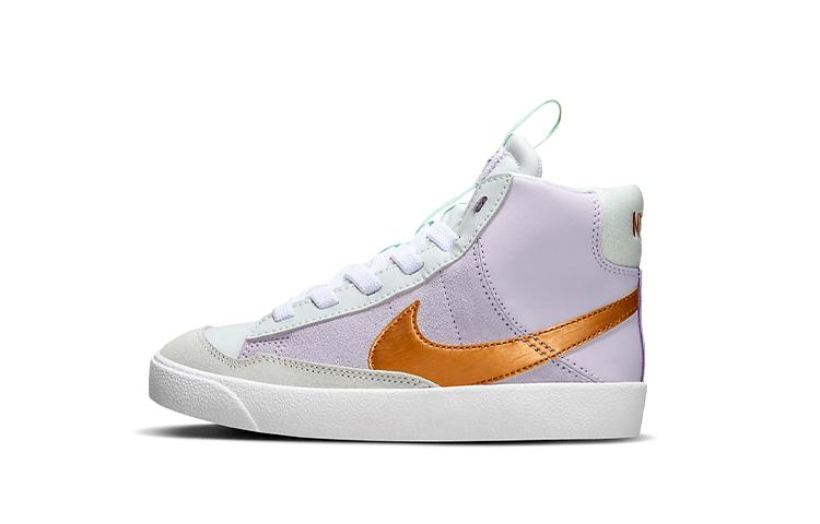 

Nike Blazer D Leather Abrasion Resistant Abrasion Resistant Mid top Skateboard Shoes Purple Children Aged 3 7 Years Old DQ6085-500 28