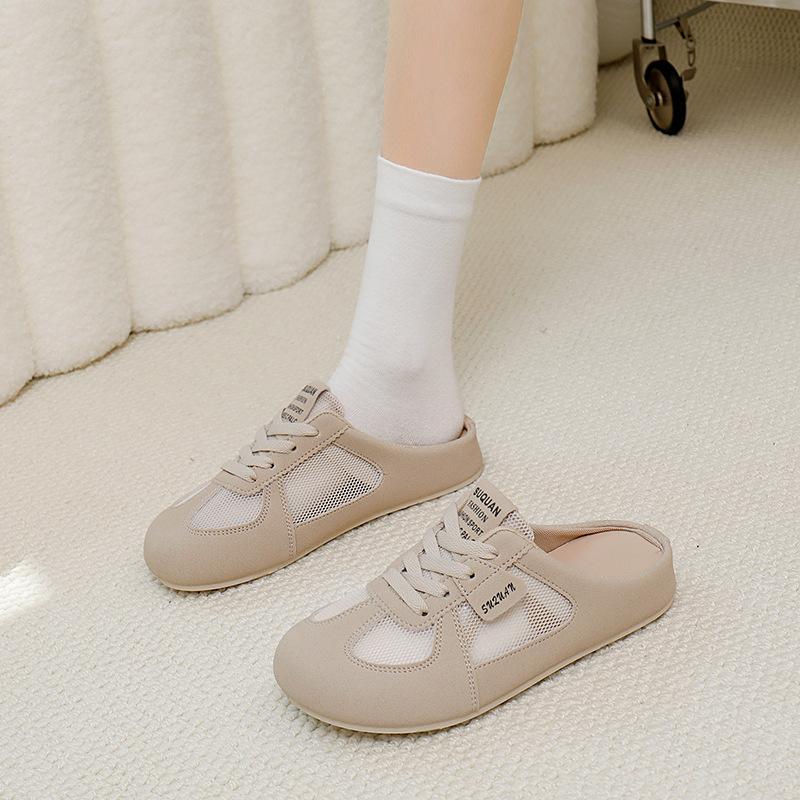 Summer New Women Mules Slippers Original Women Mesh Breathable Foot Clogs Sandals Outdoor Female Baotou Half Slipper Woman Shoes