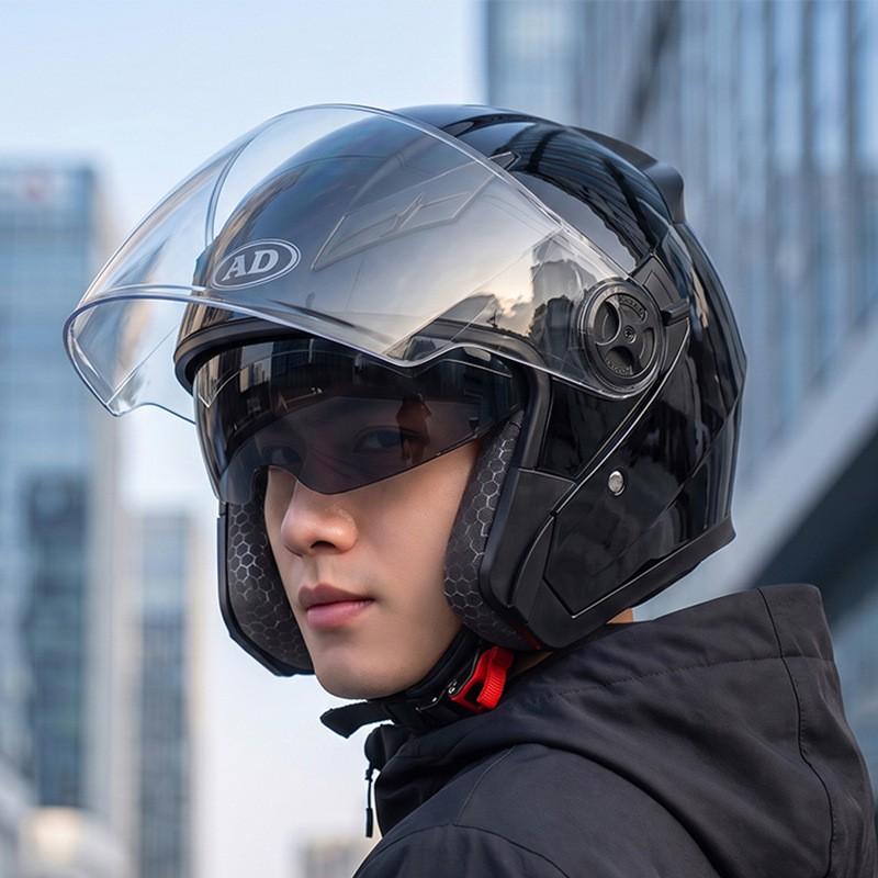 3/4 Motorcycle Helmet Men Women 3C Certified Electric Bike Half With LED Light All Season Commuter