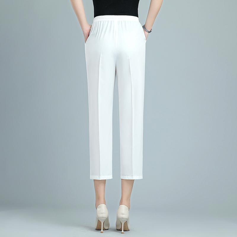 Women's Summer Thin Straight Pants Solid Color Black Trousers Summer High Waist Pants