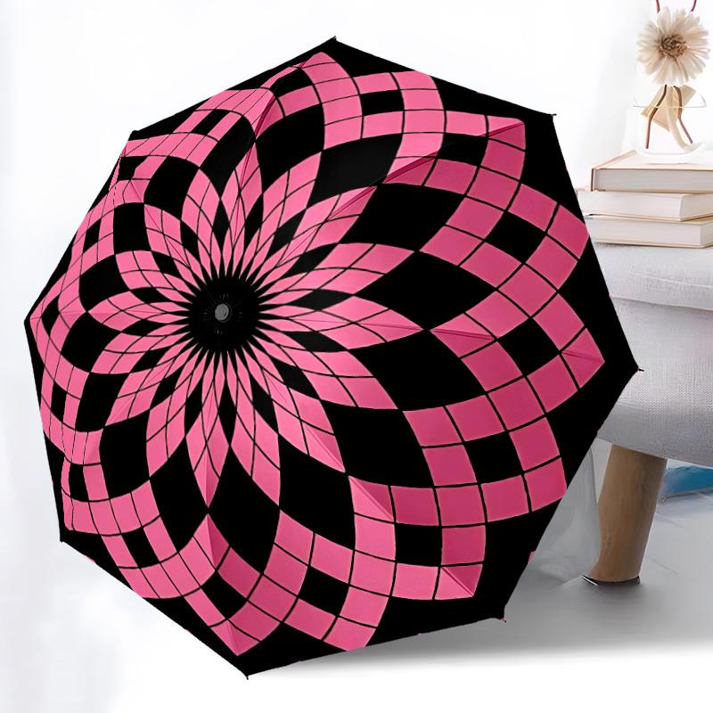 1pc Optical IllusionAutomatic Open/close Folding Umbrella, Compact Portable Travel Umbrella, Perfect Birthday/Holiday, Cute Umbrella y053