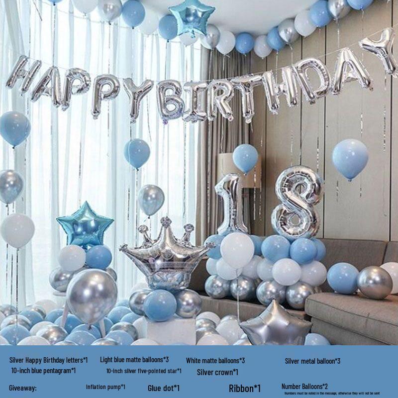 18th Birthday Party Decoration Set - Balloons & Backdrop for Boys and Girls