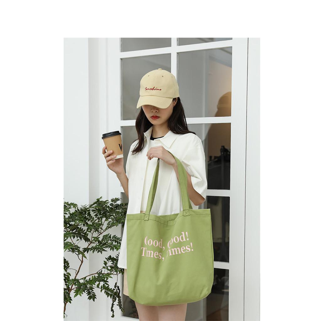 IELGY Korean Version of Casual Large-capacity Literary Canvas Bag, Simple Letter Printing Handbag