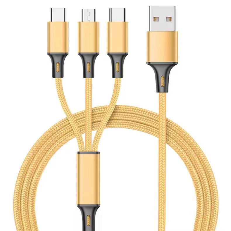 Universal 3-in-1 Fast Charging Cable: Compatible with Apple, Android, and Type-C Devices