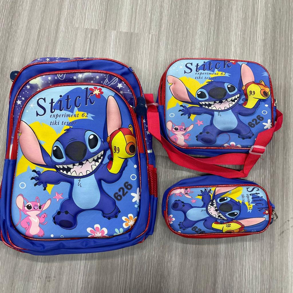 New 16-Inch 3-Piece Kids Cartoon Backpack Set Nylon Rolling Backpack School Bag for Boys Girls