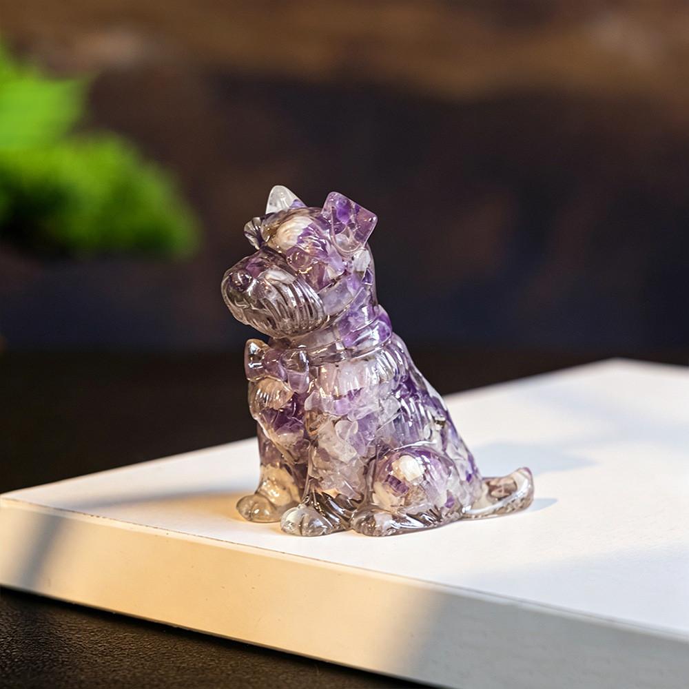 Resin Crystal Dogs Snow Shih Tzu And Golden Retriever Home Decor Gift For Animal Lovers