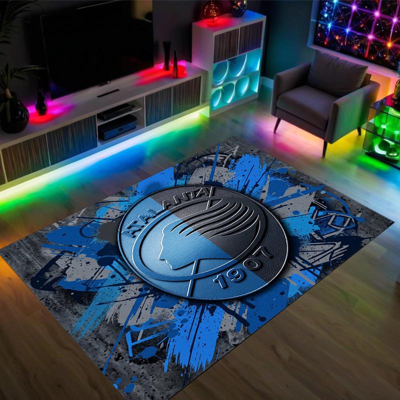 Atalanta FC Design Crystal Velvet Carpet Cozy Non?Slip Printed Rug For Bedroom Living Room Entrance