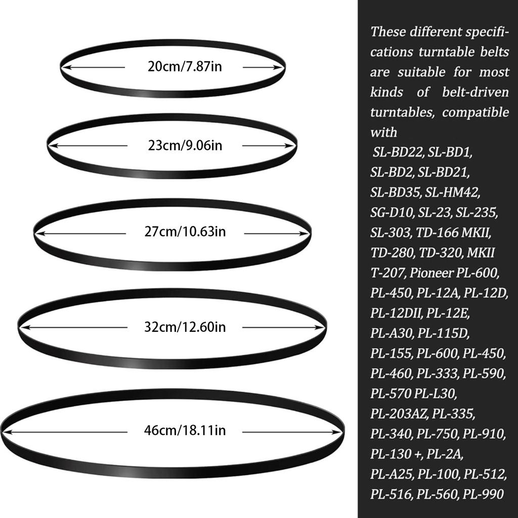 Packung mit 5 Plattenspieler-Wartungsteil Gummi-Antriebsriemen Schallplattenspieler Riemen Player Wartungsteil Plattenspieler-Riemen