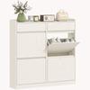Shoe Cabinet for 8 Pairs with 2 Sliding Drawers and 4 Flip Drawers, 98 X 19.2 X 95.3 Cm, White
