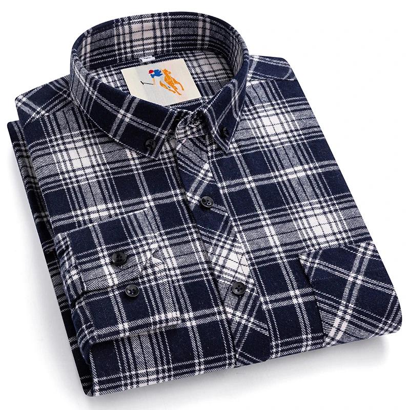 Flanell-Plaidhemden für Herren Klassischer Stil Langarm Umlegekragen Freizeitkleidung Täglicher Gebrauch Pflegeleicht Weiches Material Hemden