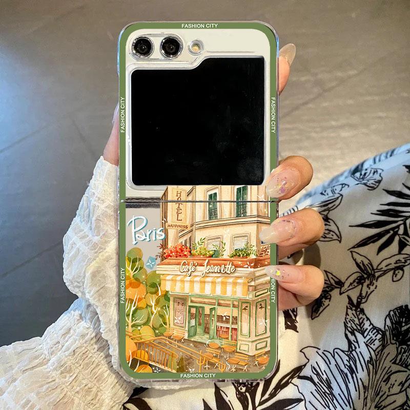 

World City Travel New York Phone Case For Samsung Galaxy Z Flip6 Flip5 Flip4 Clear Hard Folding Cover For Samsung Z Flip 6 5 4 Samsung ZFlip 5