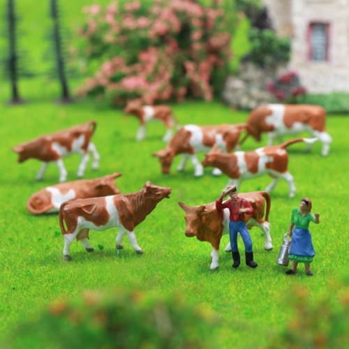1:87 Scale Cow Models, Human Figures, Set of 36, for Farms, Ranches, and Cow Farms, Architectural Use, Gardens, Micro Landscapes, Scenery Collections,