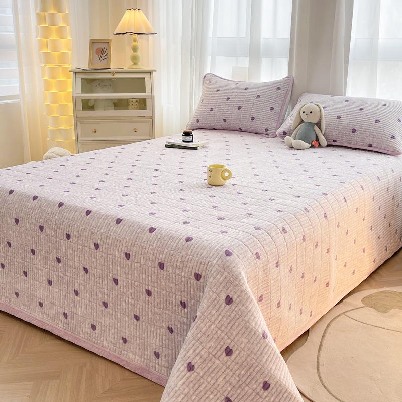 Set Gros de Plapumă de Catifea și Cuvertură de Pat 3 Piese: Lenjerie de pat caldă de iarnă și protecție de pat