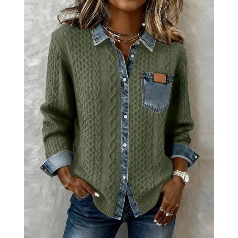 HNXC Moda Donna Casual Autunno Inverno Manica Lunga Collo Polo Camicie & Bluse Classico Raffinato