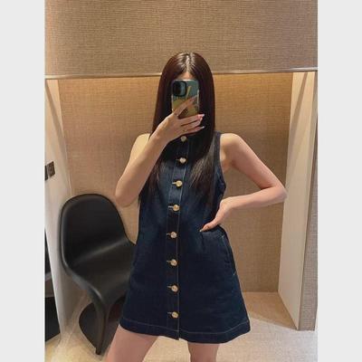 2025 Vintage Sleeveless Summer Dress - Single-Breasted, Stylish, Slightly Fitted Design for Women