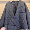 Winter Locker Sitzender Langer Gepolsterter Mantel Damen Europäische Übergröße Diamantgesteppt Unregelmäßige Tasche Koreanischer Stil
