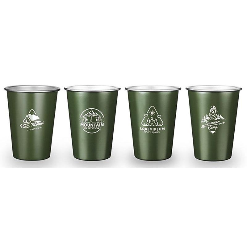 Outdoor 304 Stainless Steel Water Cup Milk Cup White Wine Cup Ins Coffee Cold Drink Cup Camping Beer Cup 350ml