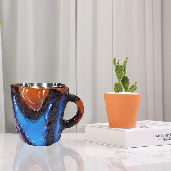 Hrnky na kávu Minerální hrnek na kávu z umělého křišťálu 11 oz pryskyřicový hrnek na čaj pro domácí kancelář Termo hrnek na pití z umělého křišťálu Dárek pro milovníky kávy