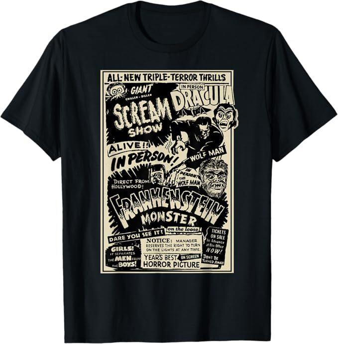 Horror Movie Monster Mummy Dracula Werewolf Frankenstein TShirt Unisex T-Shirt L